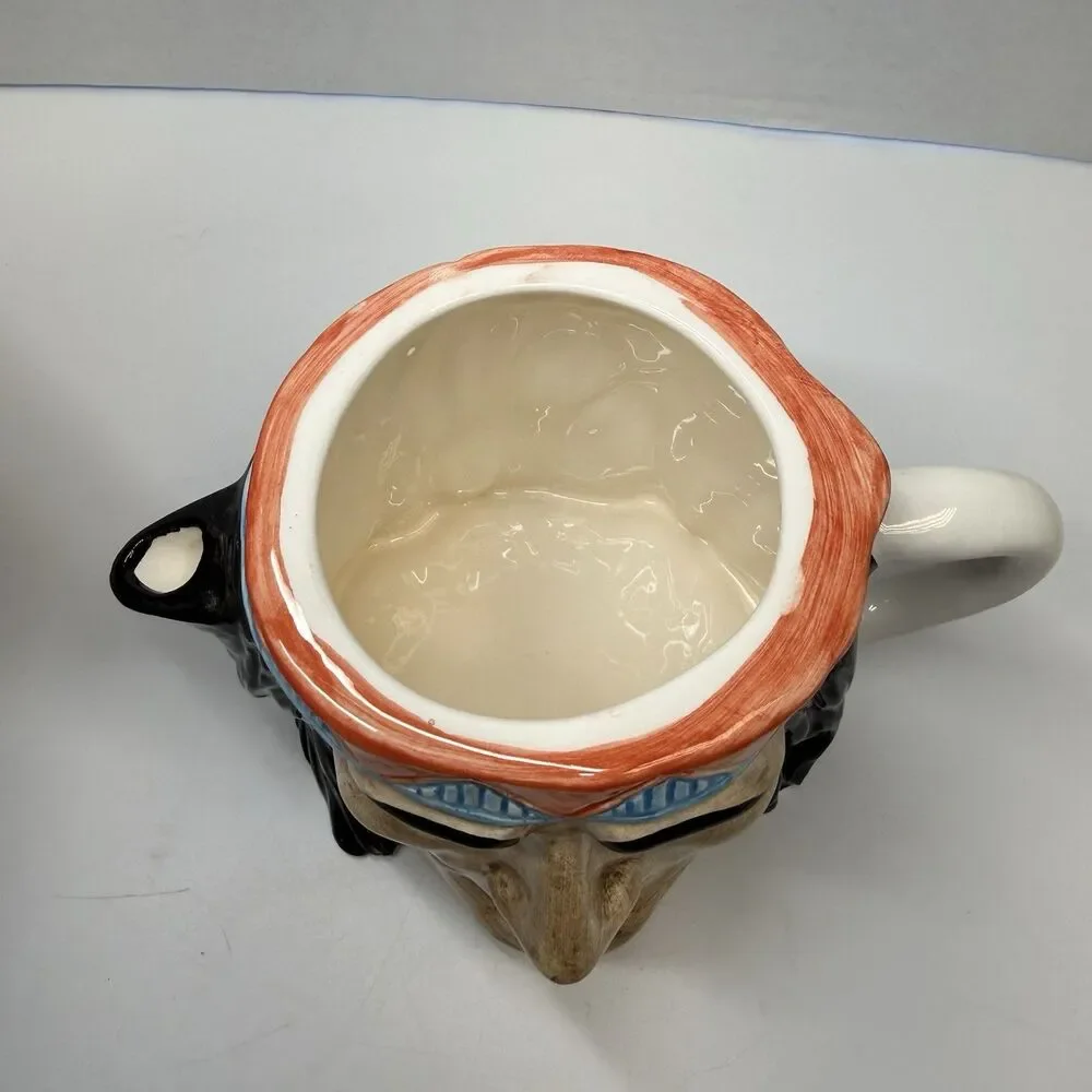 Vintage North American Indian Face Painted Ceramic Lidded Jug Jar Pitcher